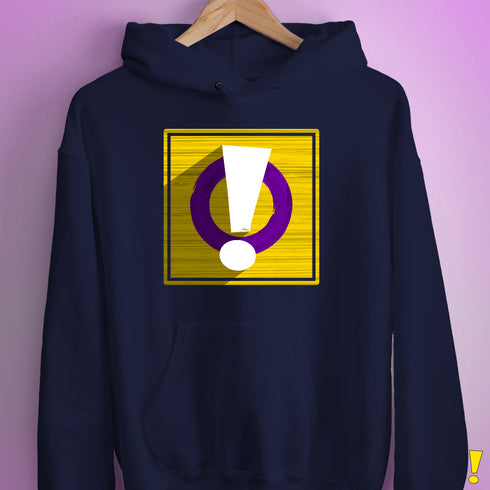 Intersex Pride Flag Exclamation Point Hoodie - Navy